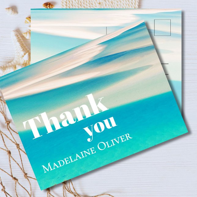 Ocean Scene Summer Beach  Blue Thank You   Postcard (Creator Uploaded)