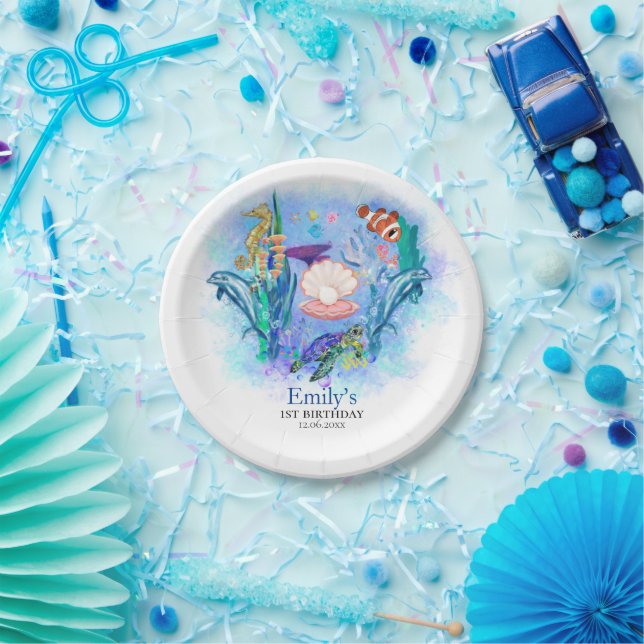 Ocean Sea Animals Baby Birthday Party Paper Plate (Party)