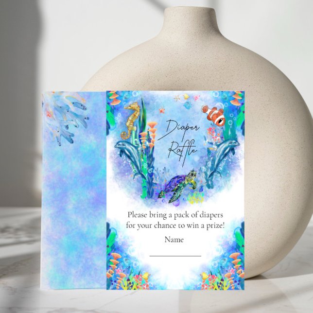 Ocean Sea Animals Baby Diaper Raffle Enclosure Card (Creator Uploaded)