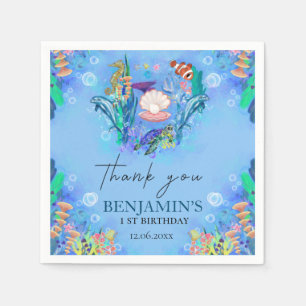Ocean Sea Animals Wild One Birthday Napkins