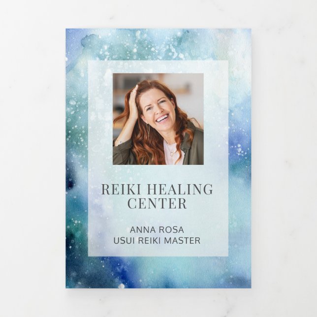 *~* Ocean Sea Beach Photo Logo QR Trifold Brochure (Cover)