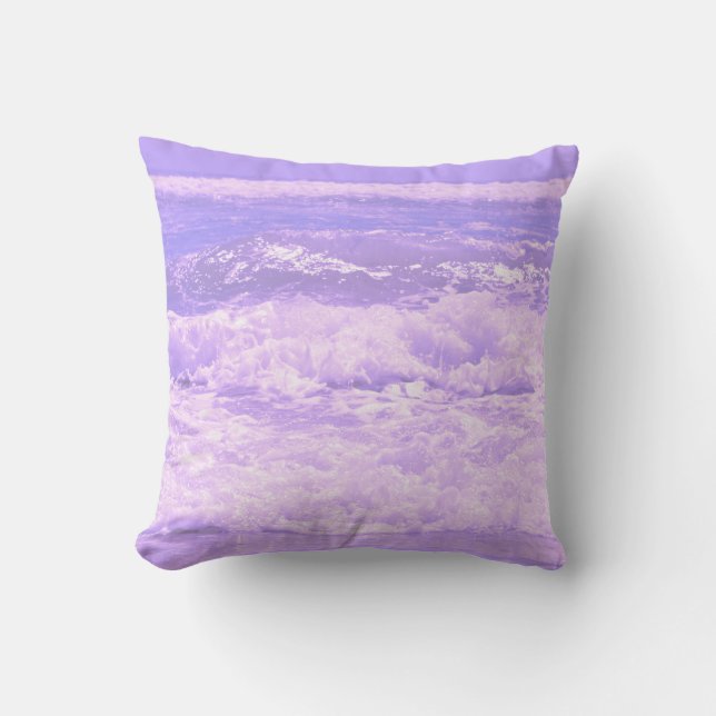 Ocean Sea Beach Purple Waves Water Cushion (Front)