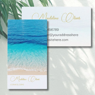  Ocean Sea Beach Travel  Spa  Blue Gold Stylish Business Card