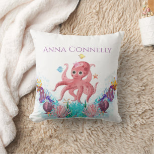 Ocean Sea Colourful Cute baby Octopus Cushion