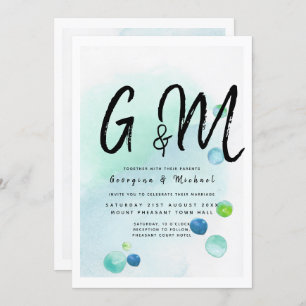 Ocean Sea Glass Ombre Turquoise Blue Wedding Invitation