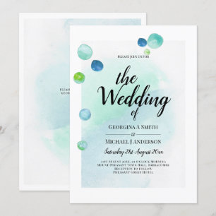 Ocean Sea Glass Ombre Turquoise Blue Wedding Invitation