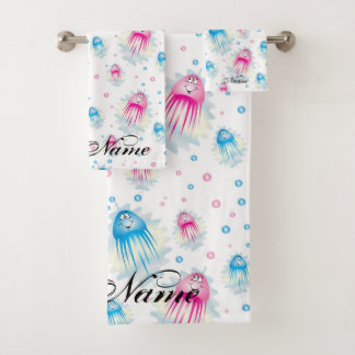 Ocean Sea Life Cute Jellyfish Personalized Kids Bath Towel Set