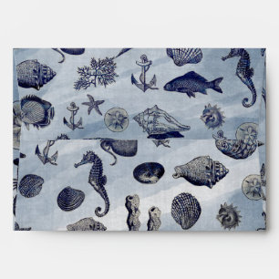 Ocean Sea Life Nautical Seashells Beach Invitation Envelopes