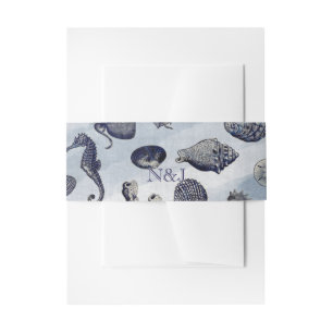 Ocean Sea Life Nautical Seashells Beach Wedding Invitation Belly Band