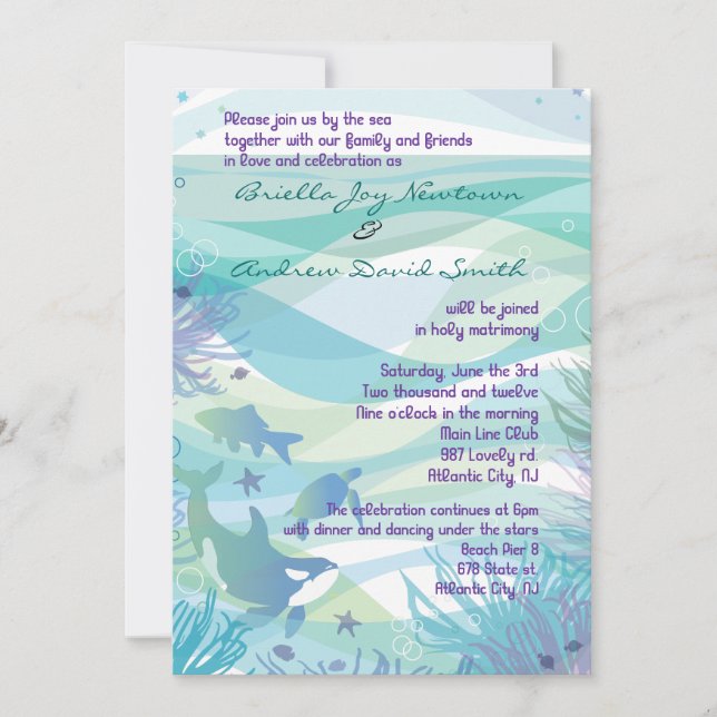 Ocean Sea Life Wedding Invitation (Front)