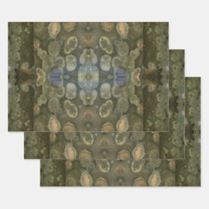 Ocean Sea Marine Sediment Gemstone Boxed Pattern Wrapping Paper Sheet