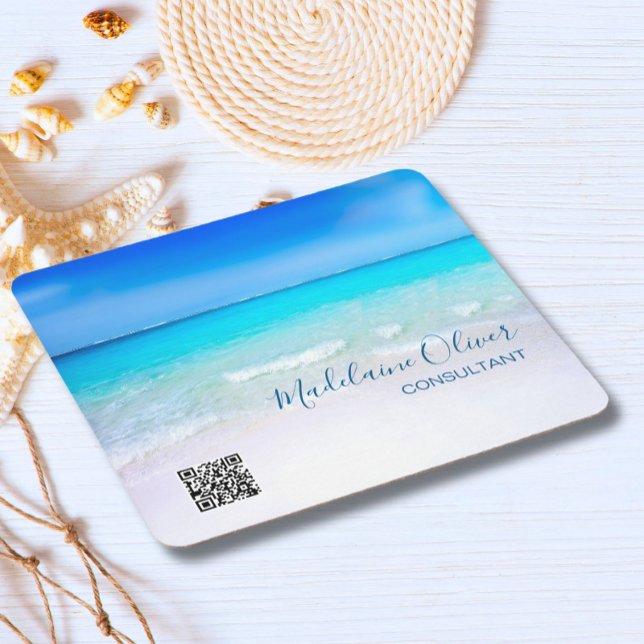  Ocean Sea QR Code Blue Square  Paper Coaster (Creator Uploaded)