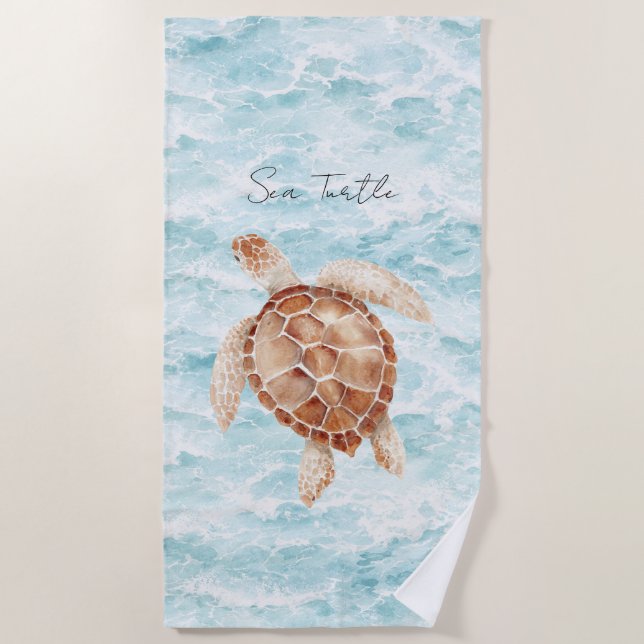 Ocean Sea Turtle Beach Towel (Front)