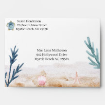 Ocean Sea Turtle Girls Shower Envelope