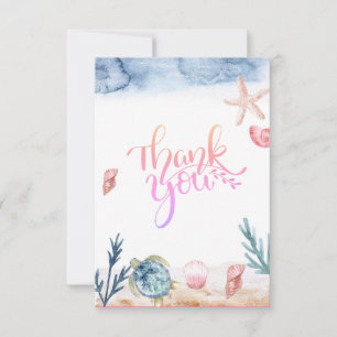 Ocean Sea Turtle Girls Thank You Note Card