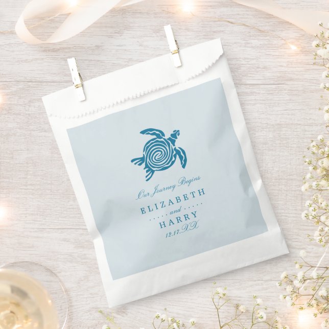 Ocean Sea Turtle, Sea Blue Beach Wedding Favour Bag (Clipped)
