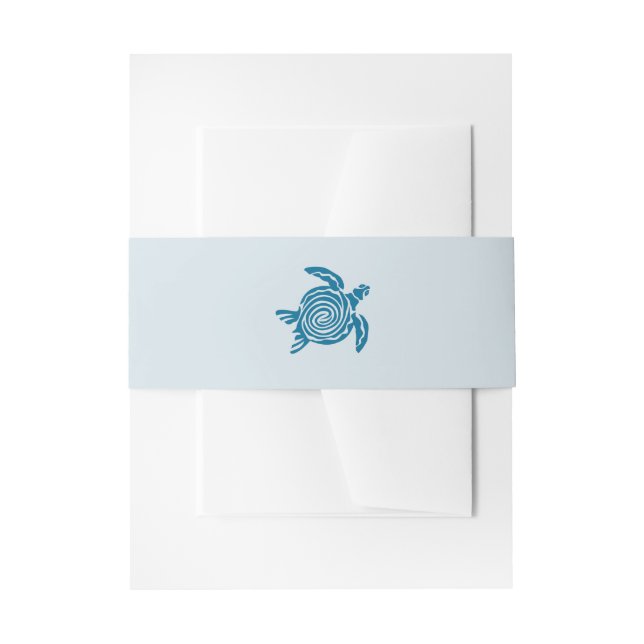 Ocean Sea Turtle, Sea Blue Beach Wedding Invitation Belly Band (Front Example)