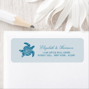 Ocean Sea Turtle, Sea Blue Beach Wedding Labels