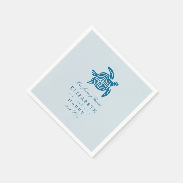 Ocean Sea Turtle, Sea Blue Beach Wedding Napkin (Corner)