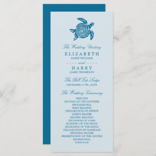 Ocean Sea Turtle, Sea Blue Beach Wedding Program