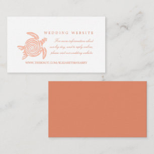 Ocean Sea Turtle, Soft Coral Beach Wedding Enclosure Card