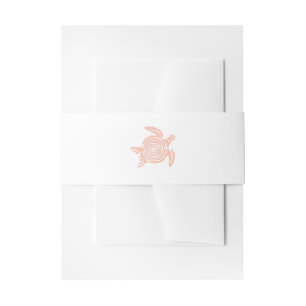 Ocean Sea Turtle, Soft Coral Beach Wedding Invitation Belly Band