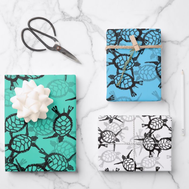 Ocean Sea Turtle  Wrapping Paper Sheet (Front)