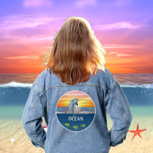 Ocean, Sea Turtles and Dolphin Denim Jacket