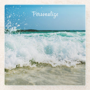 Ocean Sea Wave Home Decor Glass Coaster