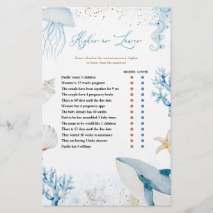 Ocean Sea You Soon Baby Shower Higher or Lower