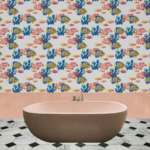 Ocean seafloor with fish and coralreef wallpaper
