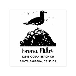 Ocean Seagull Custom Name Return Address Self-inking Stamp