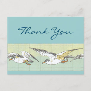 Ocean Seagull Tile Art Editable Thank You Postcard