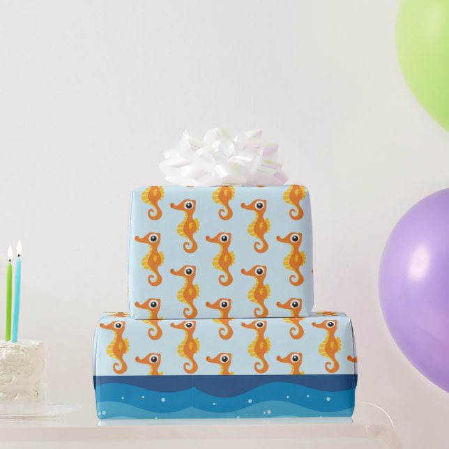 Ocean Seahorse Wrapping Paper (Party Gifts)