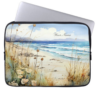 Ocean Seascape watercolor Template Laptop Sleeve