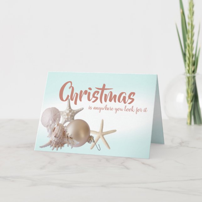 Ocean Seashell Christmas Greetings Holiday Card (Front)
