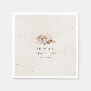 Ocean Seashells Beach Boho Coastal Bridal Shower Napkin