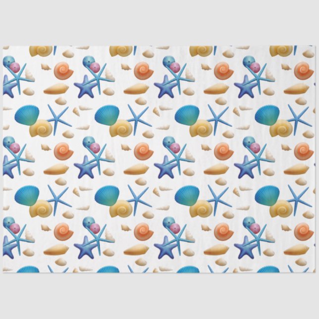 Ocean Seashells Decoupage Lg Elements Tissue Paper (Front)