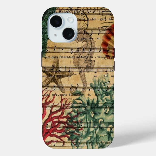 ocean seashells seahorse scripts beach fashion Case-Mate iPhone case (Back)
