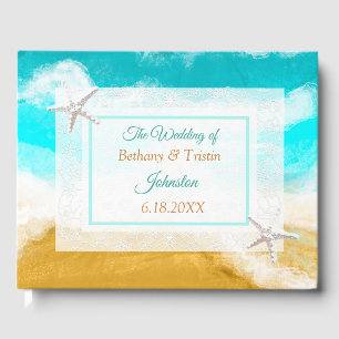 Ocean Seaside Coastal Starfish Wedding  Guest Book