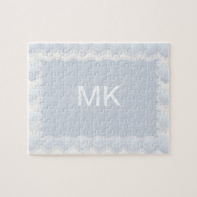 Ocean Shades Watercolor Chevron Jigsaw Puzzle (Horizontal)