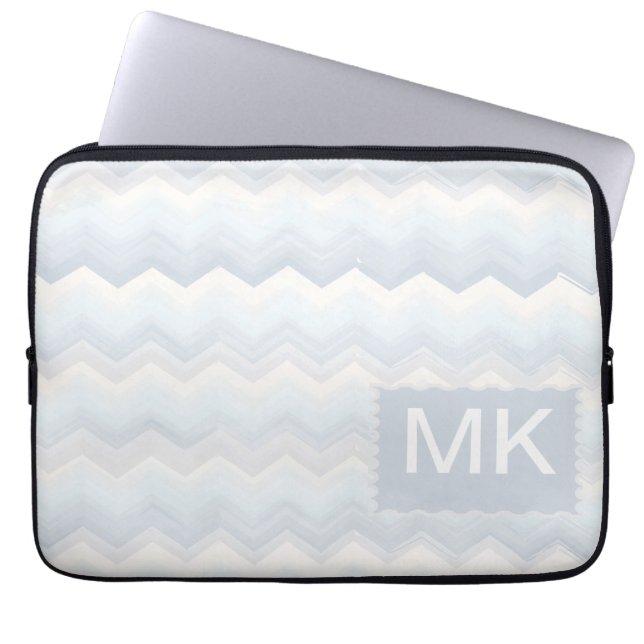 Ocean Shades Watercolor Chevron Laptop Sleeve (Front)