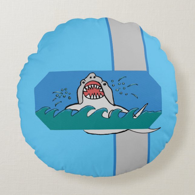 Ocean Shark Brew Round Cushion (Front)