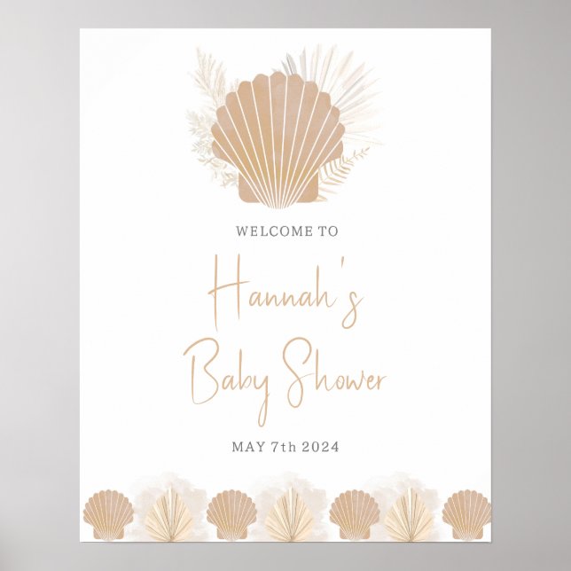 Ocean Shell Baby Shower Welcome Sign (Front)