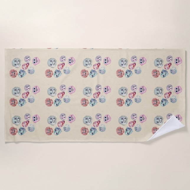 ocean shells beach towel (Front)