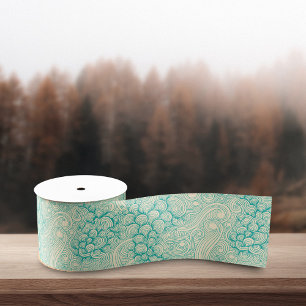 Ocean Shells Sea Waves Abstract Vintage Pattern Grosgrain Ribbon