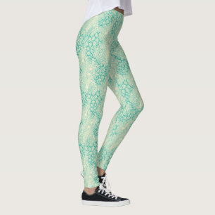 Ocean Shells Sea Waves Abstract Vintage Pattern Leggings