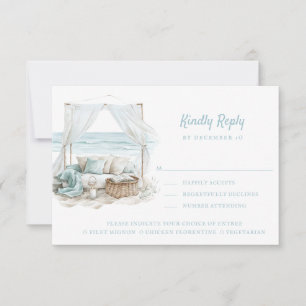 Ocean Shore Beach Kindly Reply Meal Options RSVP Card
