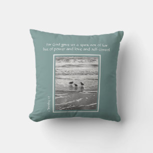 Ocean shore birds, with Bible verse from Timothy Cushion