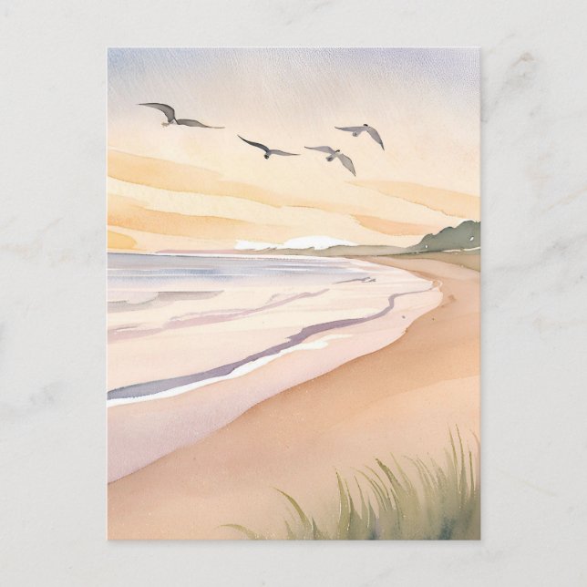 Ocean Shore | Bright Airy Watercolor Postcard (Front)